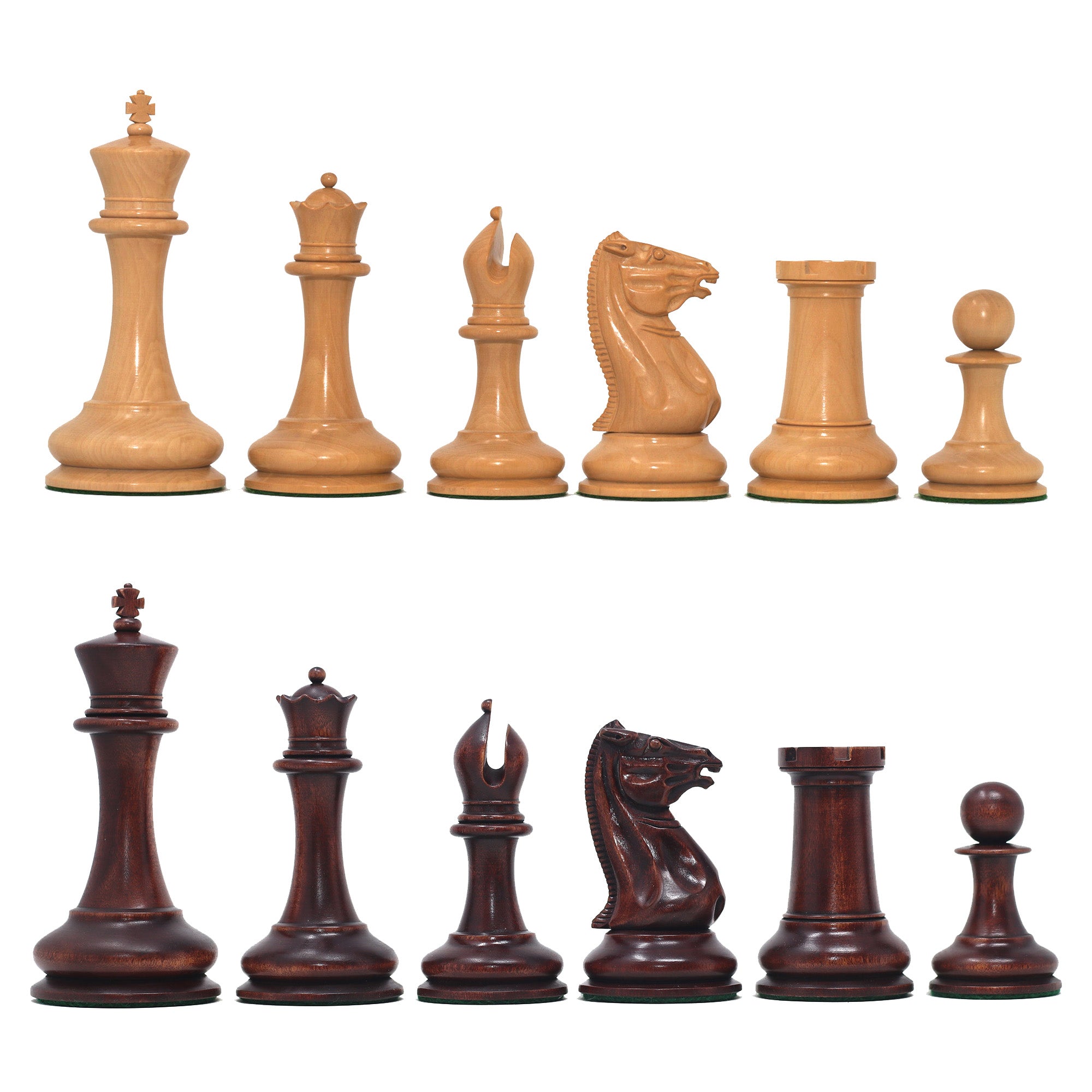 Morphy Cooke 1849-50 Vintage 4.4" Reproduction Chess Set in Non-Antiqued/Mahogany Stained Boxwood