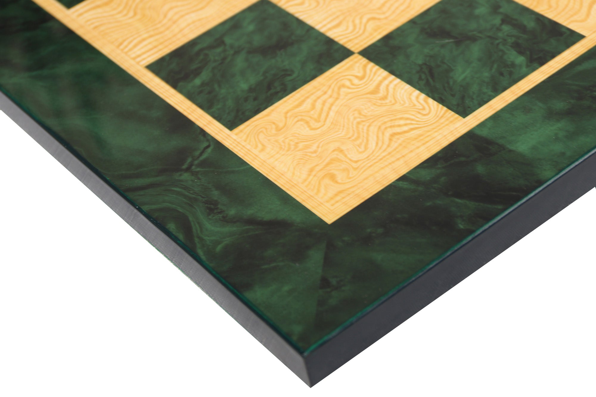 Luxury Chess Board 2.25" Square made in Burl Greenwood and Burl Maple Wood Look